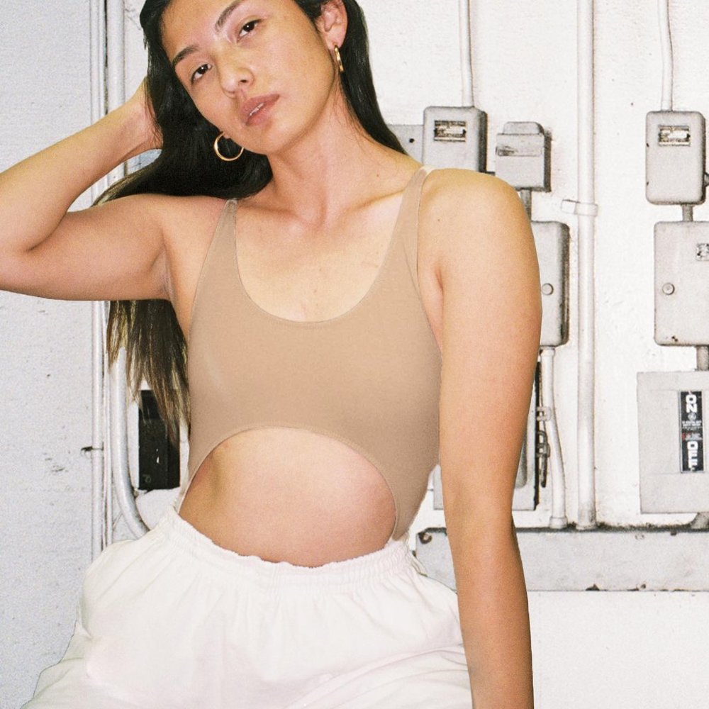 american apparel hazelnut cutout bodysuit 🔥